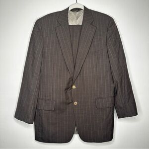 Vintage Paul Stuart Suit Set Blazer and Pants Brown‎ Pin Striped Rolled Pants